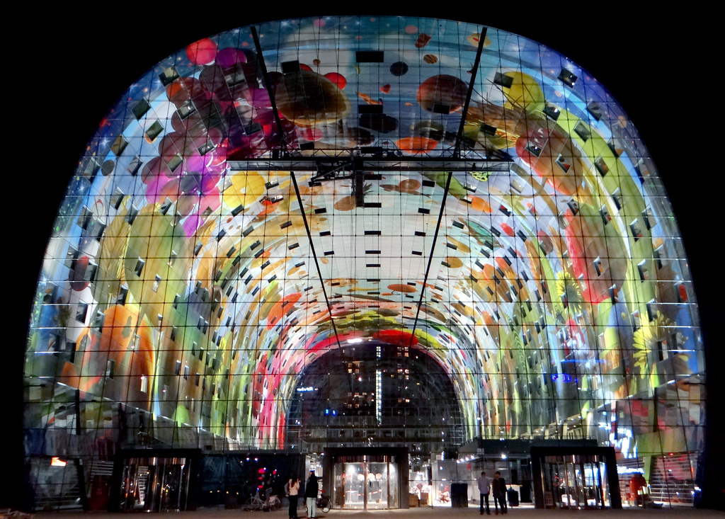 Market Hall Rotterdam at night